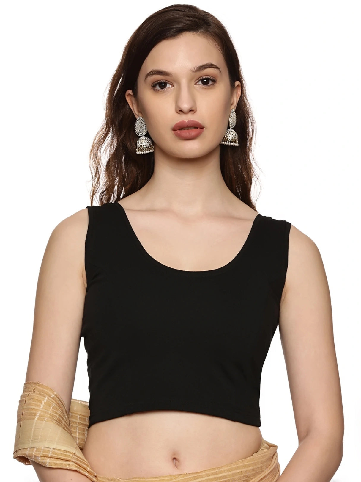 DIY Embroidery Kit with Women Stretchable Sleeveless Blouse E010 – Black