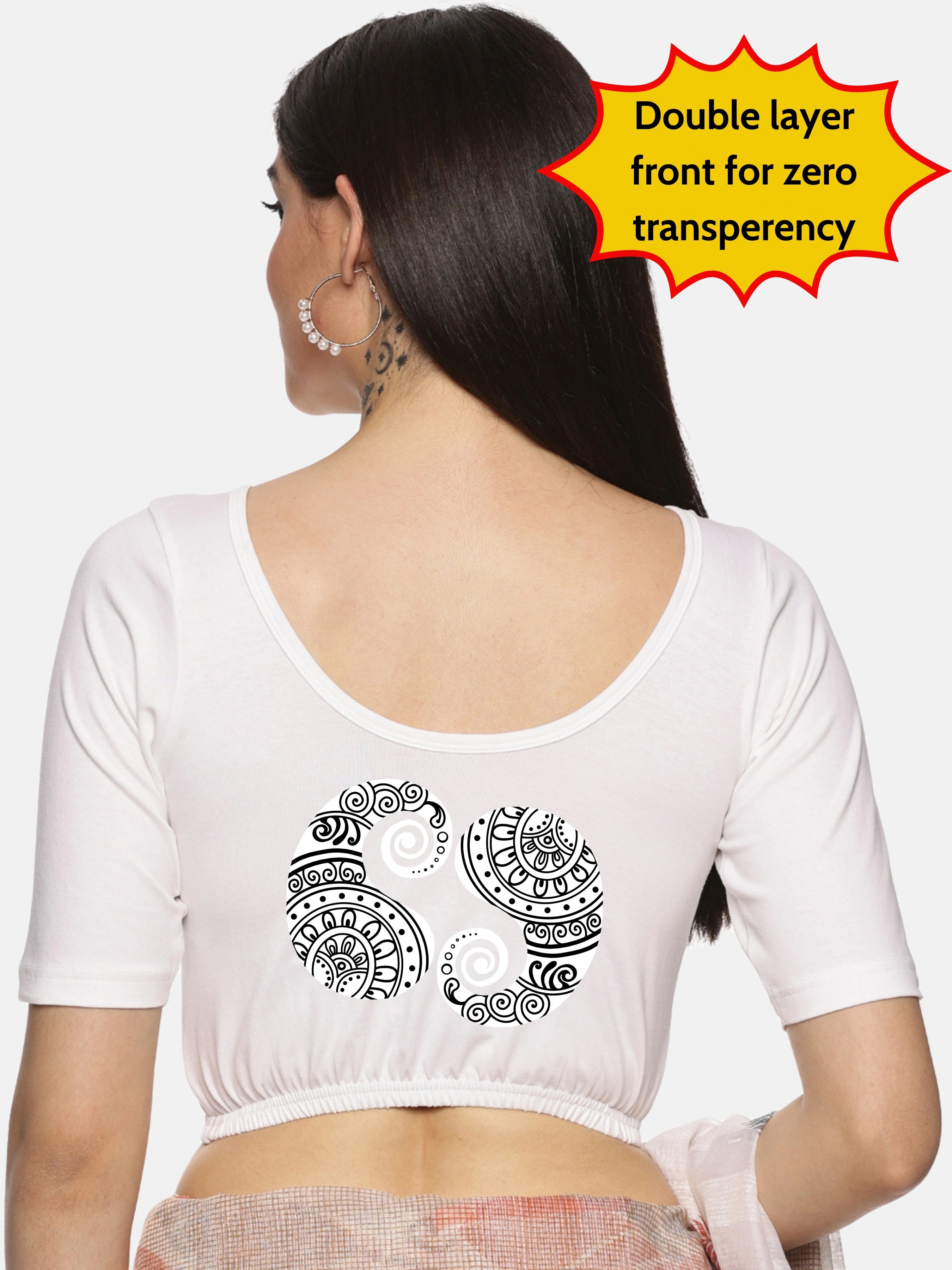 Women Back Printed Stretchable Blouse U021 - notyetbyus