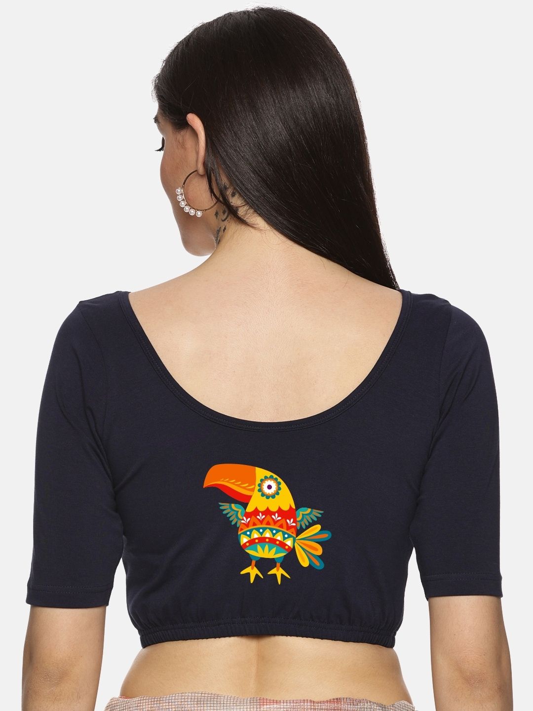 Women Back Printed Stretchable Blouse U09 - notyetbyus