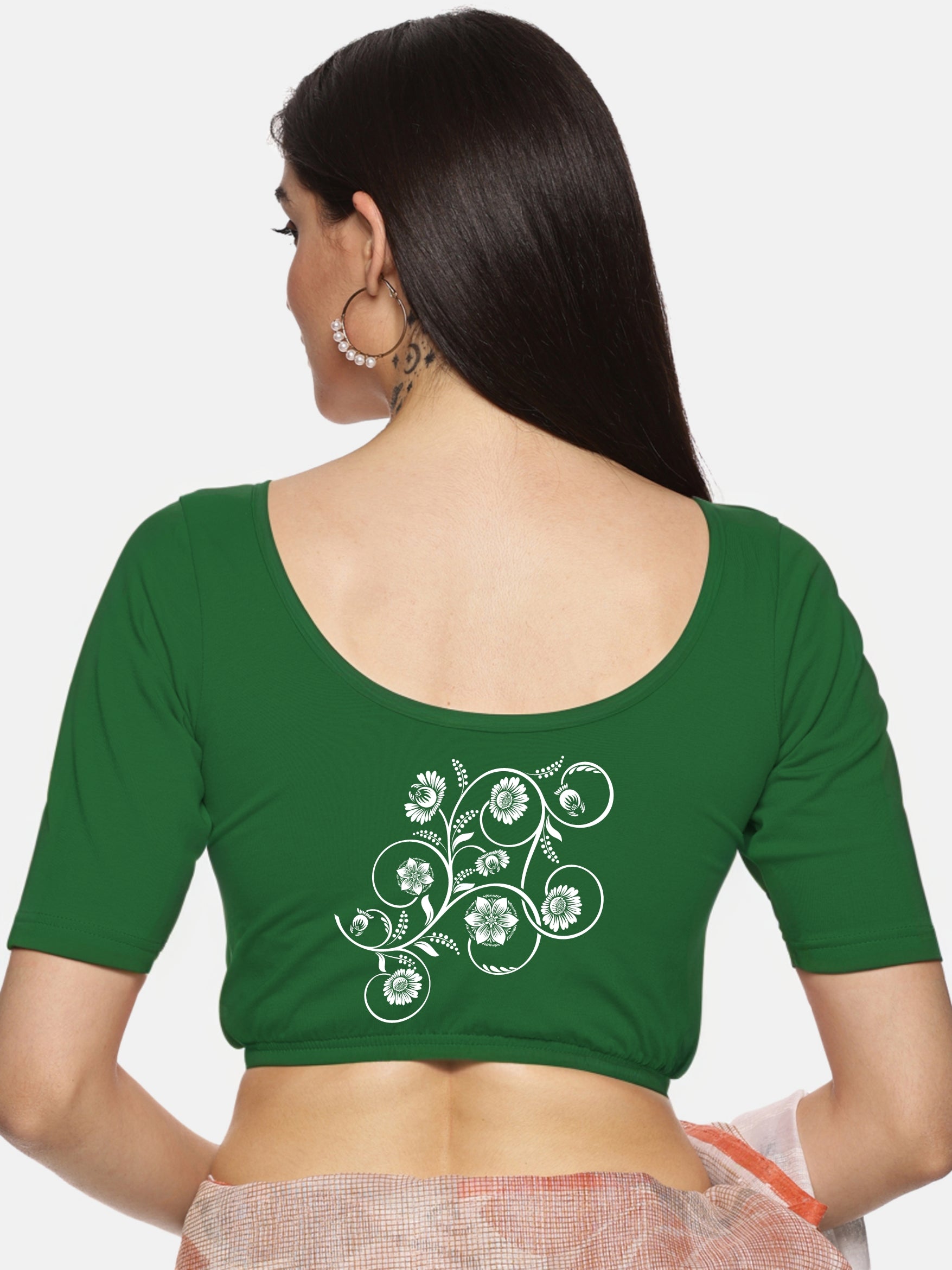 Women Back Printed Stretchable Blouse U075 - notyetbyus