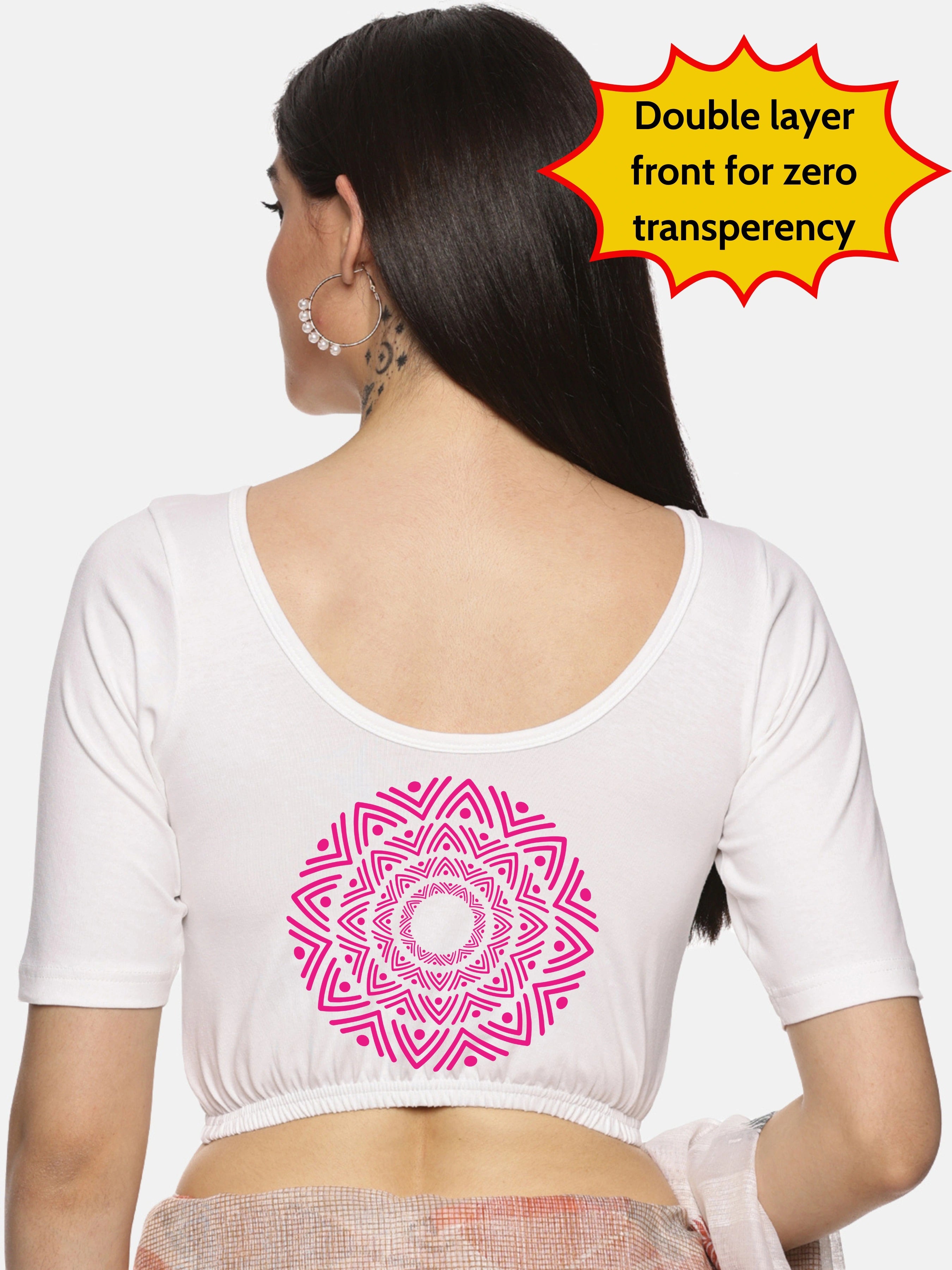 Women Back Printed Stretchable Blouse U044 - notyetbyus
