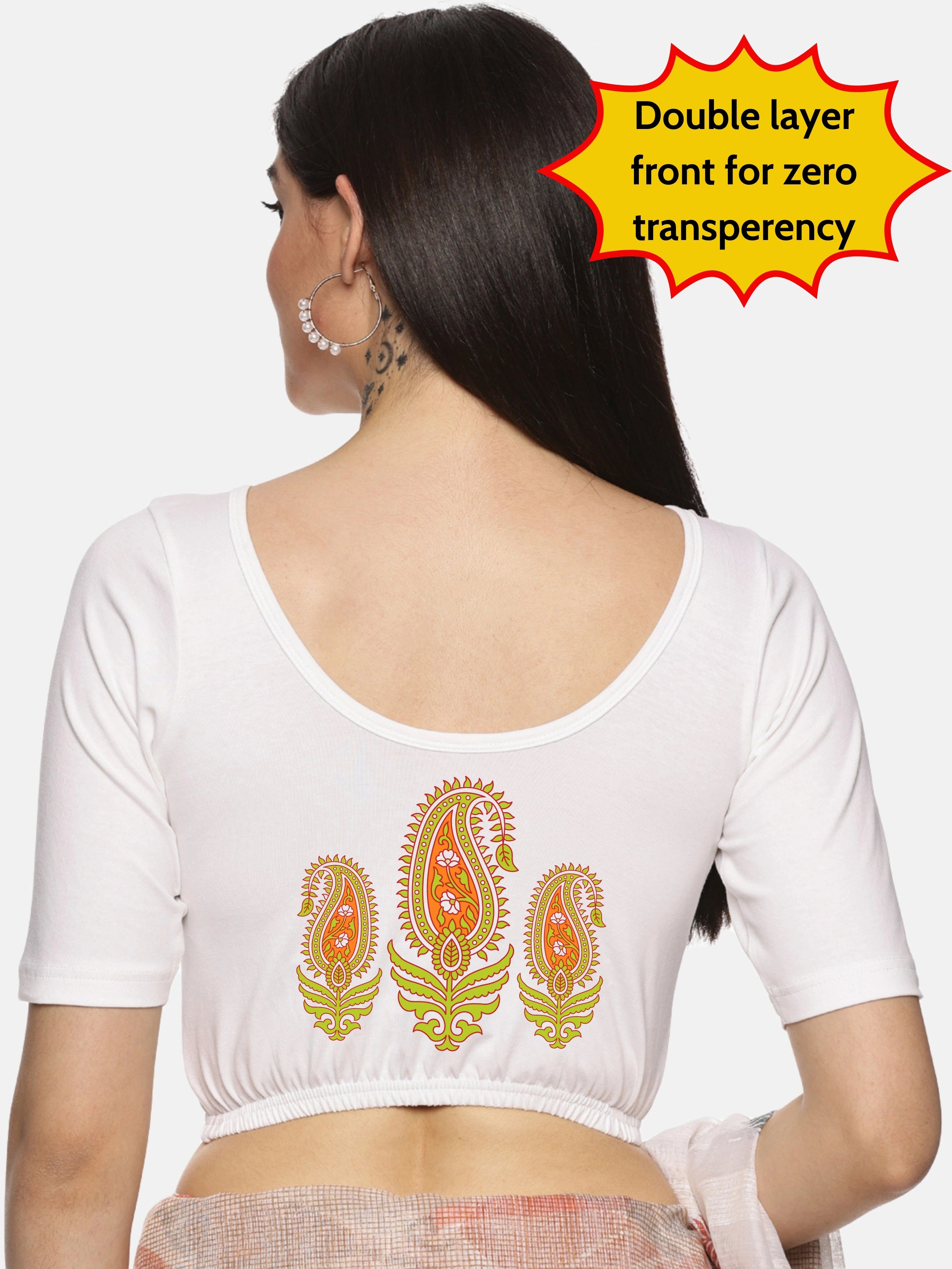 Women Back Printed Stretchable Blouse U051 - notyetbyus