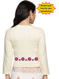 Women Three Fourth Sleeve Back Print Stretchable Blouse U0153 Cream