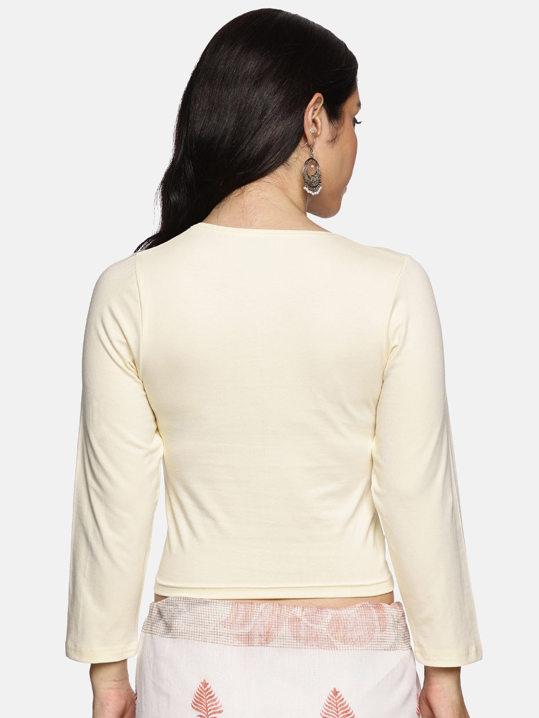 Women Three Fourth Sleeve Plain Stretchable Blouse U0101 Cream
