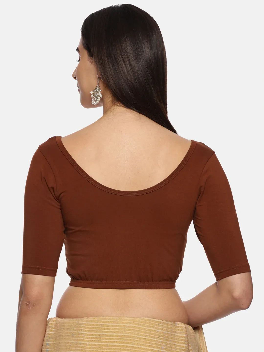 Women Plain Stretchable Blouse U01B - notyetbyus