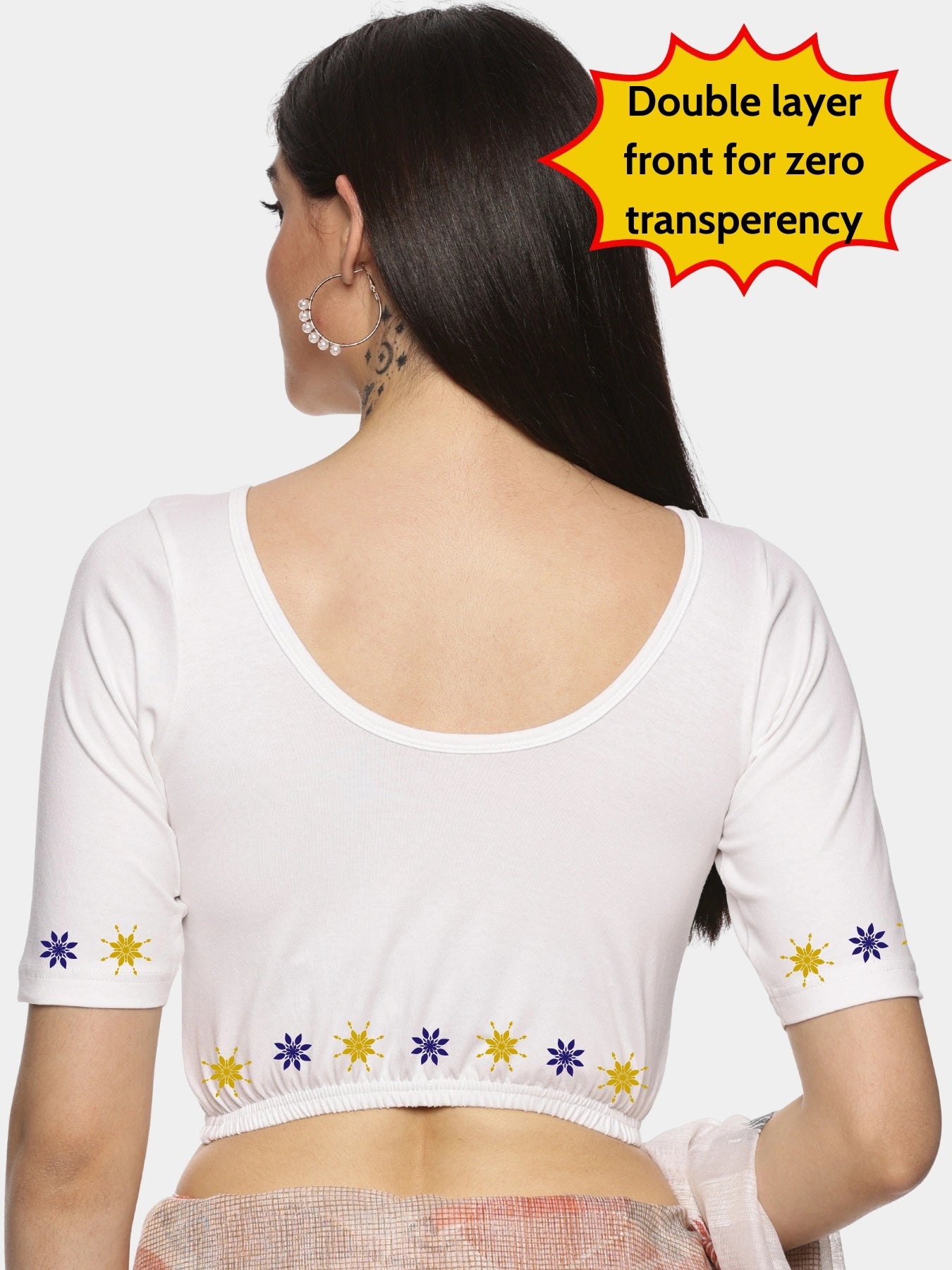 Women Back Printed Stretchable Blouse U0193