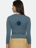 Women Three Fourth Sleeve Back Print Stretchable Blouse U0179 Elephant Grey