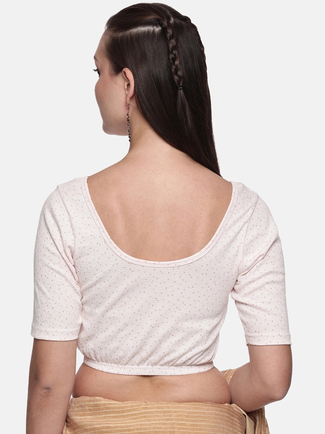 Women Allover Printed Creme Stretchable Blouse UA018 - notyetbyus