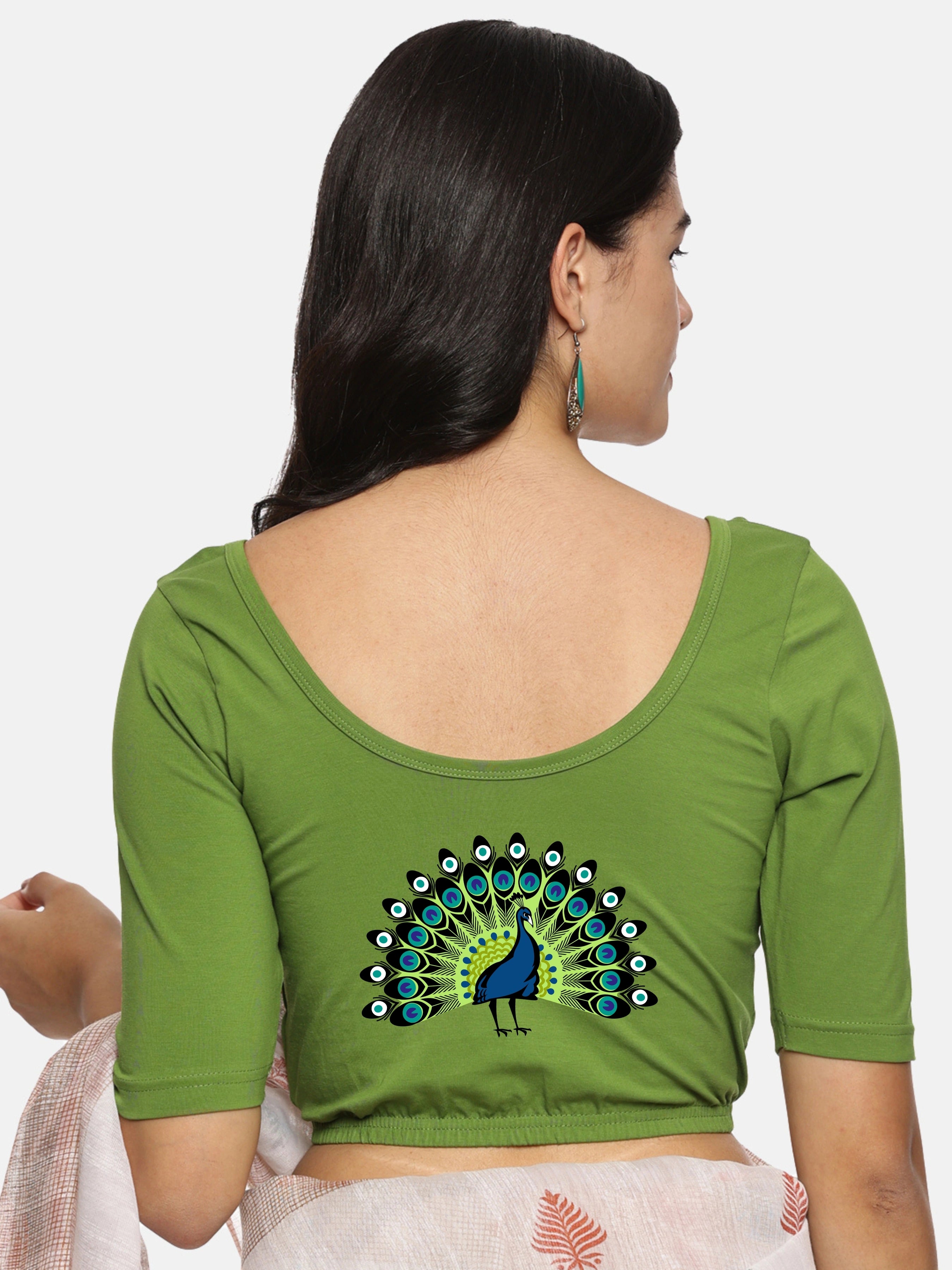 Women Back Printed Stretchable Blouse U0143 - notyetbyus