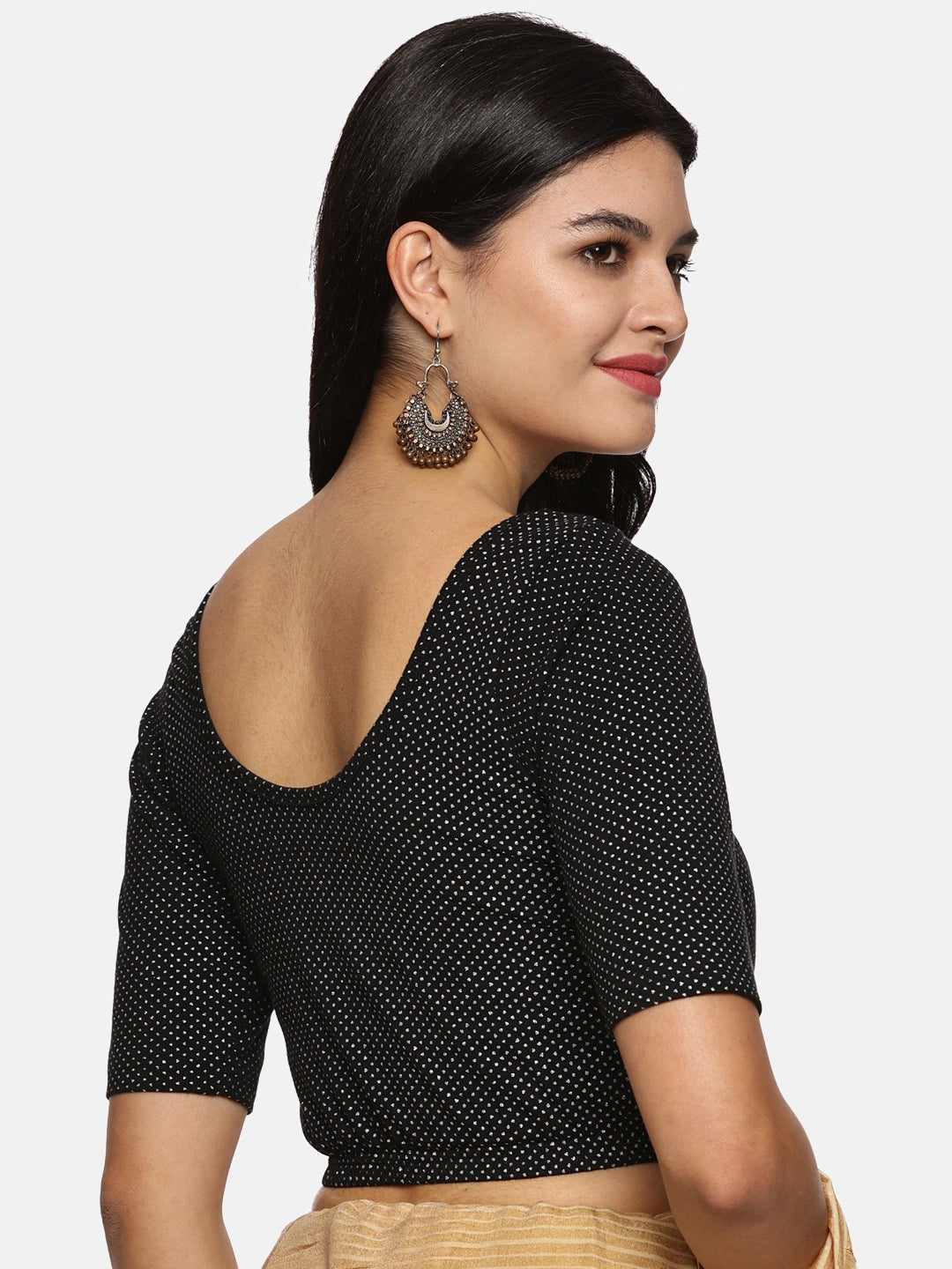 Women Allover Printed Creme Stretchable Blouse UA04 - notyetbyus