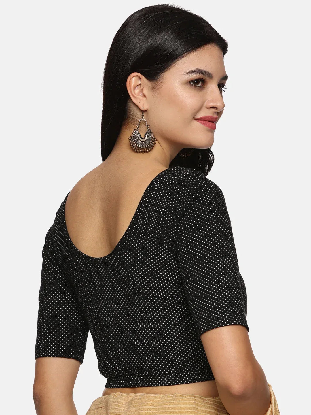 Women Allover Printed Creme Stretchable Blouse UA04 - notyetbyus