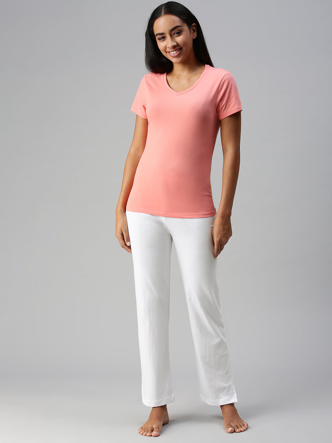 Women Mid rise Solid Side Slit Pant NYP418 - notyetbyus