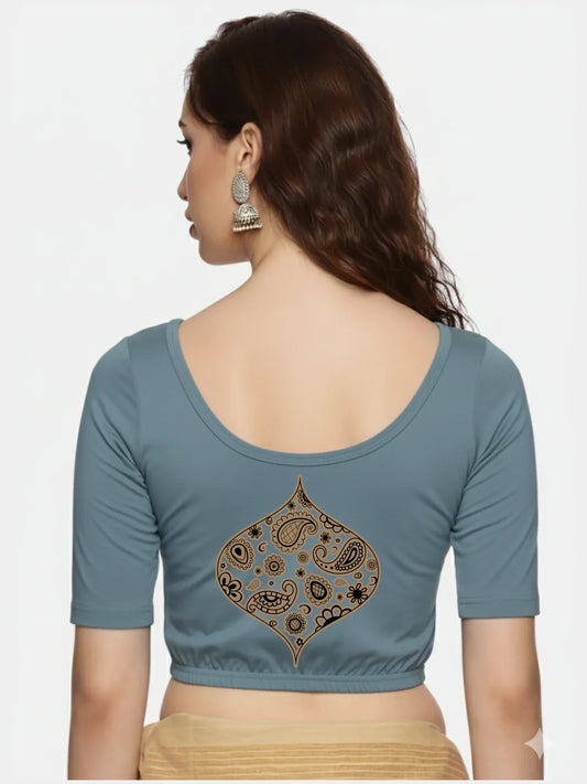 Women Back Printed Stretchable Blouse U0194 - notyetbyus