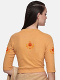 Women Back Printed Stretchable Elbow Sleeve RIB Blouse U0158 Mango