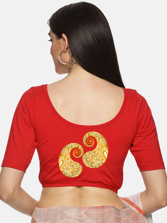 Women Back Printed Stretchable Blouse U080 - notyetbyus