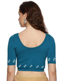 Women Back Printed Stretchable  Half Sleeve Blouse U089 peacock