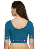 Women Back Printed Stretchable Half Sleeve Blouse U087 peacock