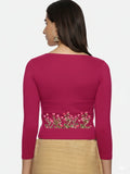 Women Three Fourth Sleeve Back Print Stretchable Blouse U0107 Rani Pink