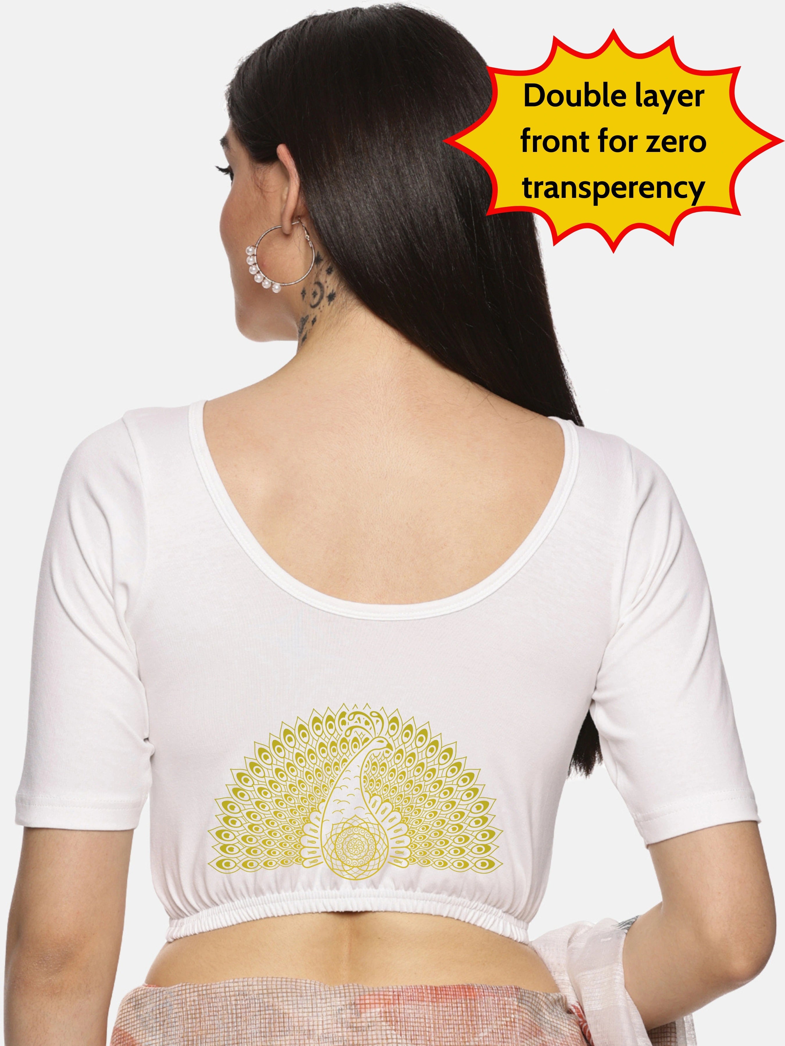 Women Back Printed Stretchable Blouse U015 - notyetbyus