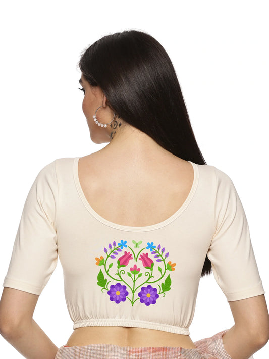 Women Back Printed Stretchable Blouse U0139 - notyetbyus