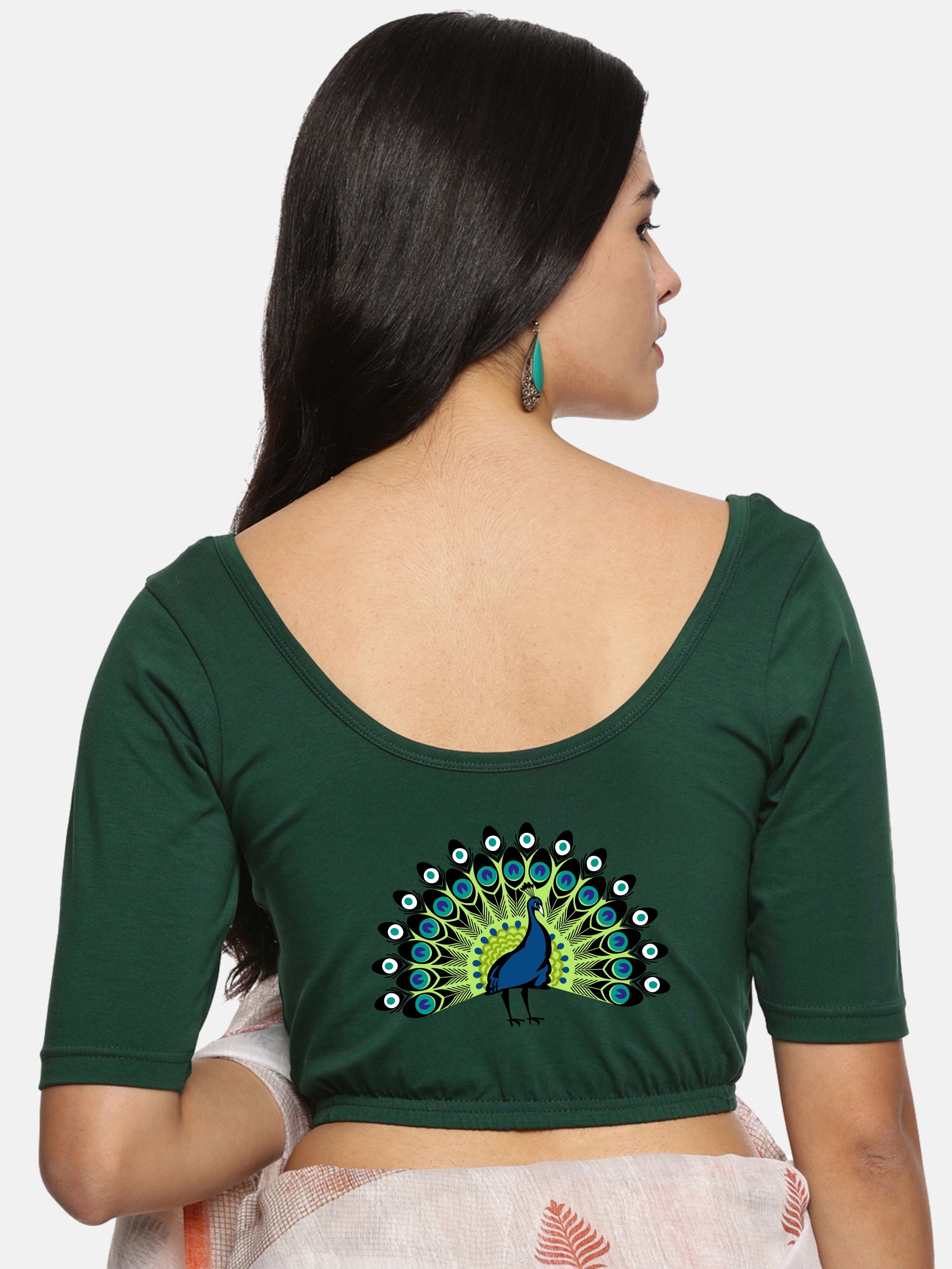 Women Back Printed Stretchable Blouse U0143 - notyetbyus