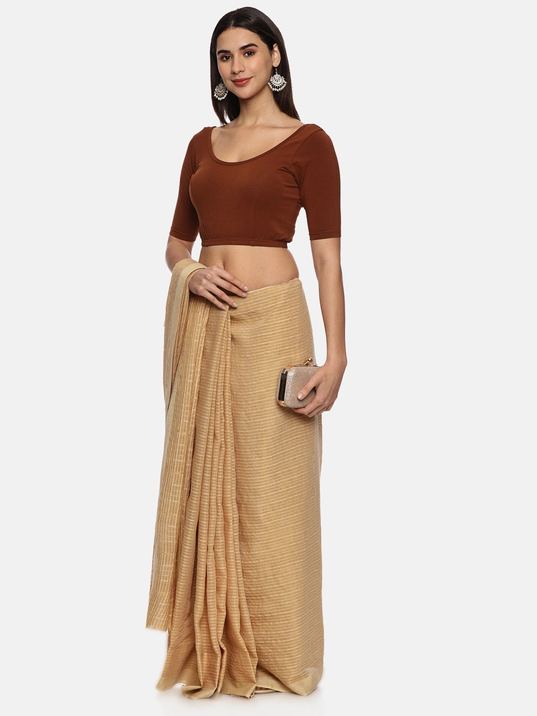 Women Plain Stretchable Blouse U01B - notyetbyus
