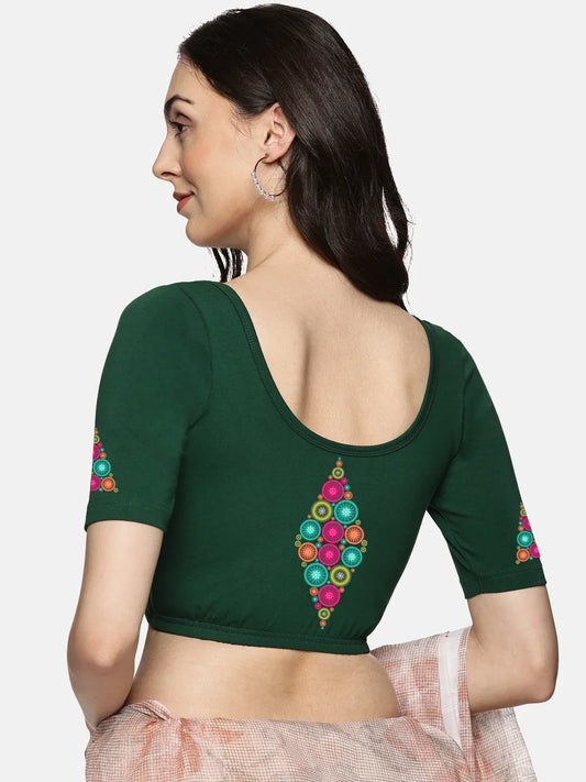 Women Back Printed Stretchable Blouse U0173 - notyetbyus