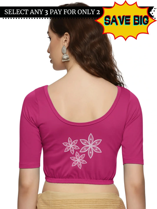 Women Back Printed Stretchable Blouse U0198 - notyetbyus