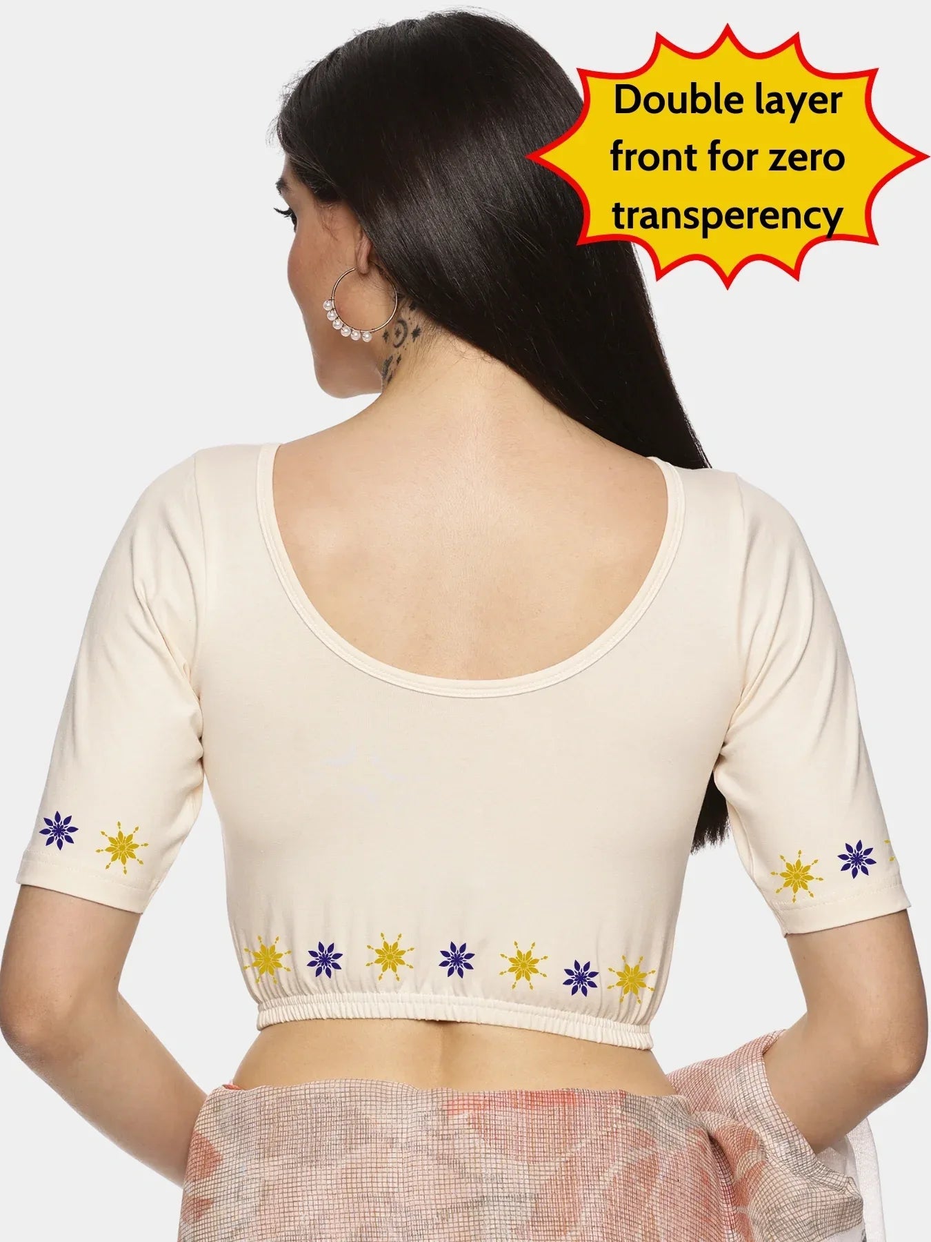Women Back Printed Stretchable Blouse U0193 - notyetbyus