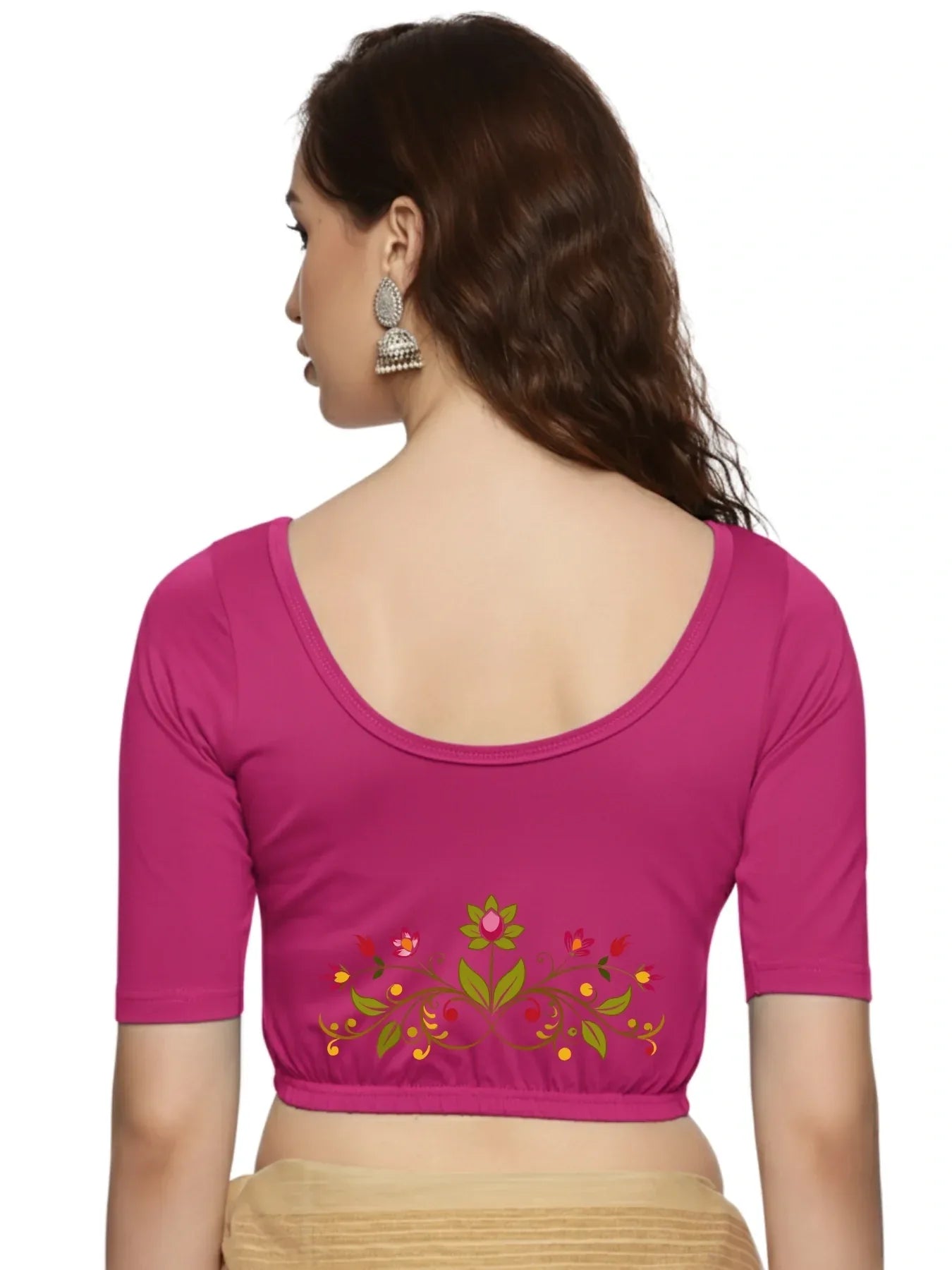 Women Back Printed Stretchable Blouse U0197 - notyetbyus