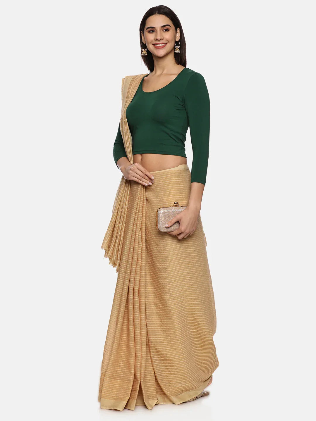 Women Three Fourth Sleeve Plain Stretchable Blouse U0101 - notyetbyus