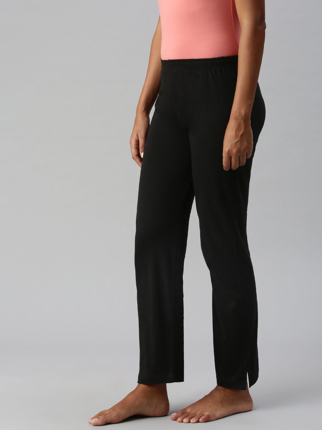 Women Mid rise Solid Side Slit Pant NYP418 - notyetbyus