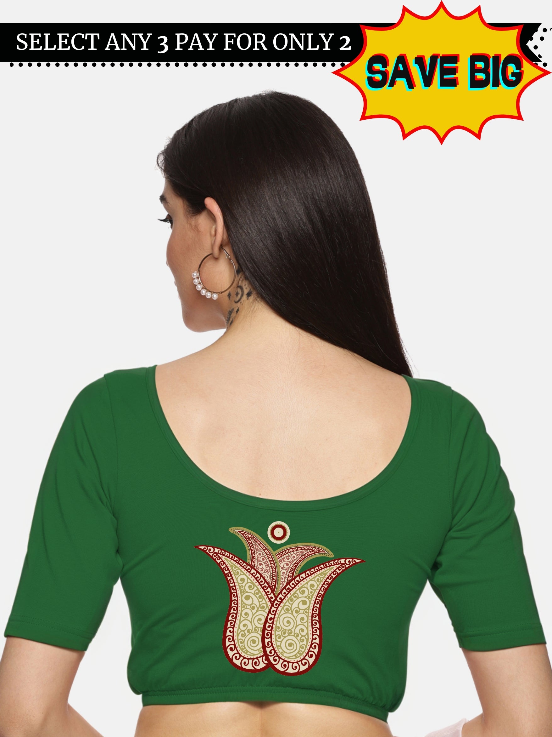 Women Back Printed Stretchable Blouse U076 - notyetbyus