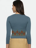 Women Three Fourth Sleeve Back Print Stretchable Blouse U0123 Elephant Grey