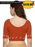 Women Back Printed Stretchable  Half Sleeve Blouse U089 Rust