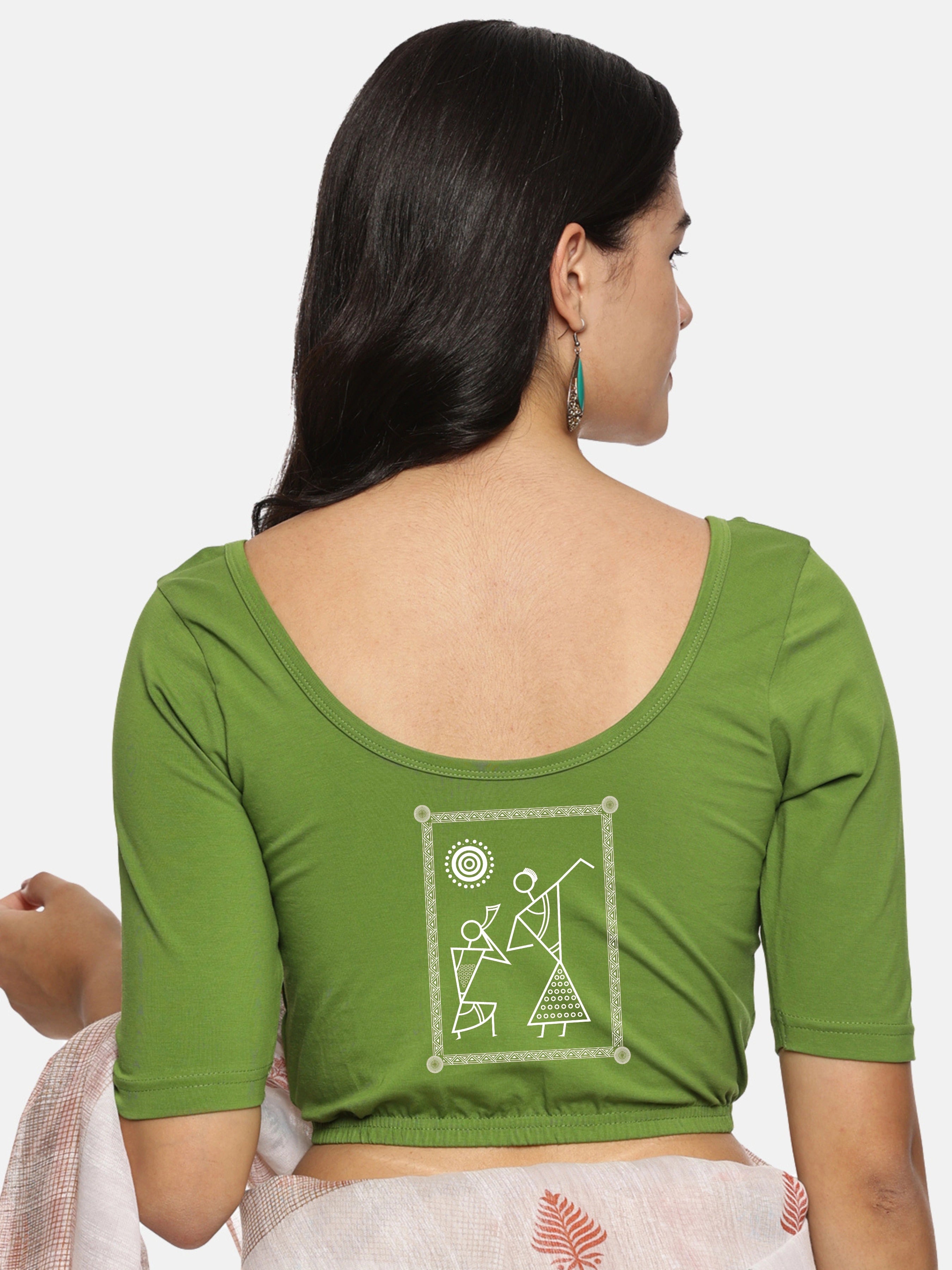 Women Back Printed Stretchable Blouse U0138 - notyetbyus