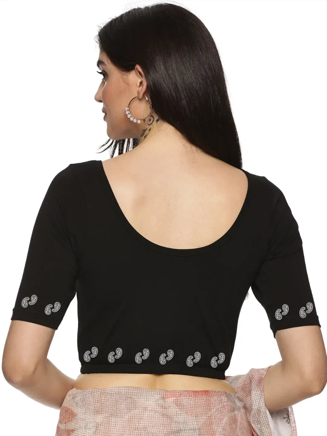 Women Back Printed Stretchable Blouse U089 - notyetbyus