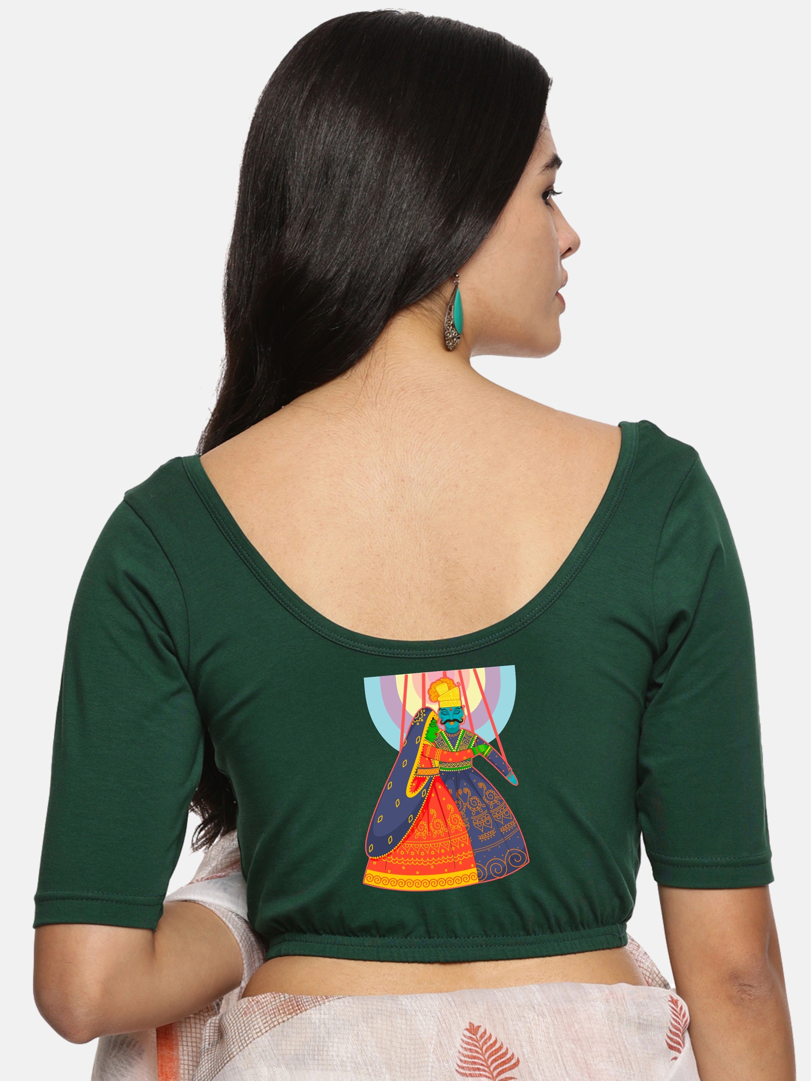 Women Back Printed Stretchable Blouse U0142 - notyetbyus