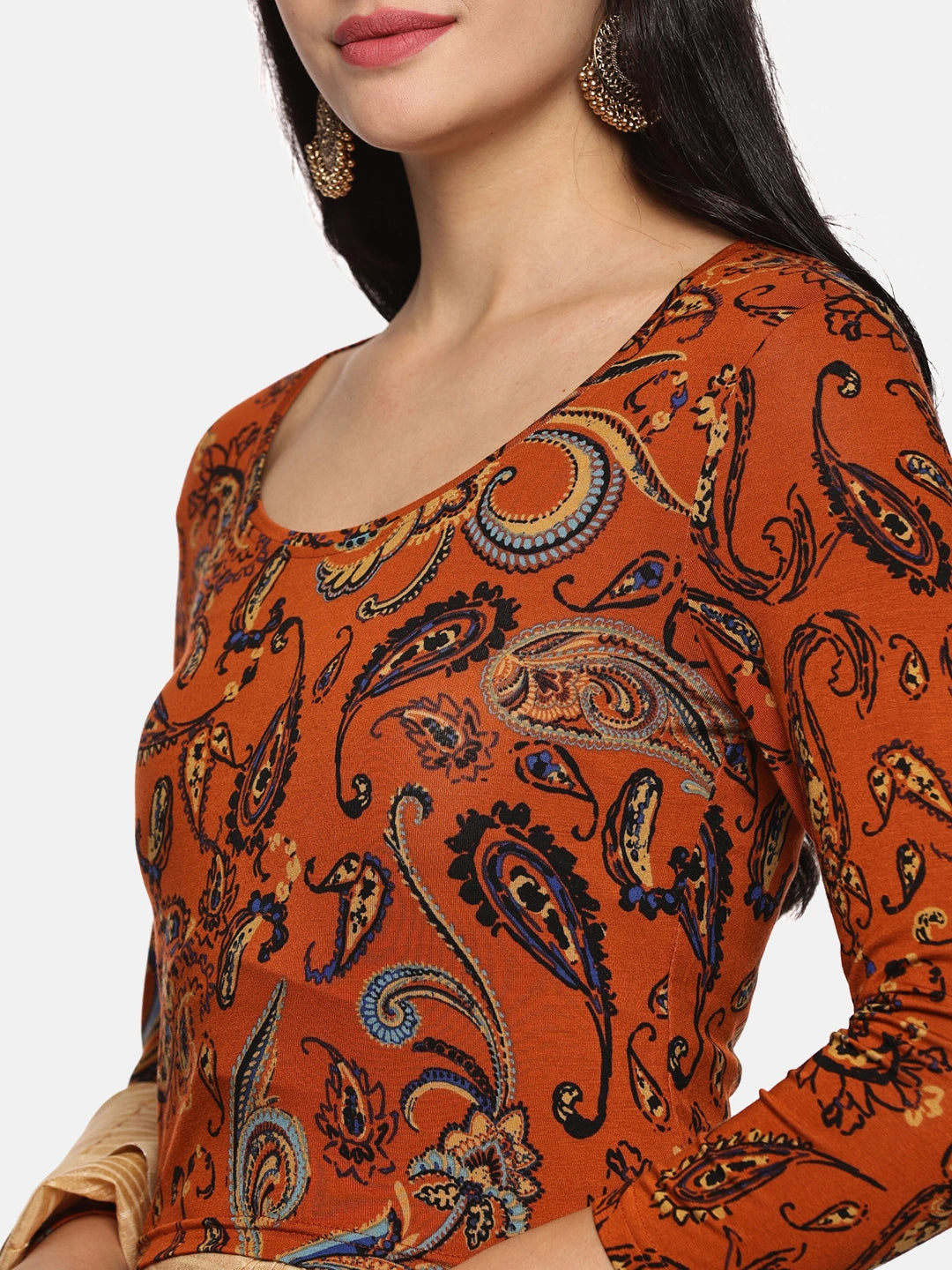 Women Allover Printed Three Fourth Sleeve Viscose Stretchable Blouse UA011 - notyetbyus