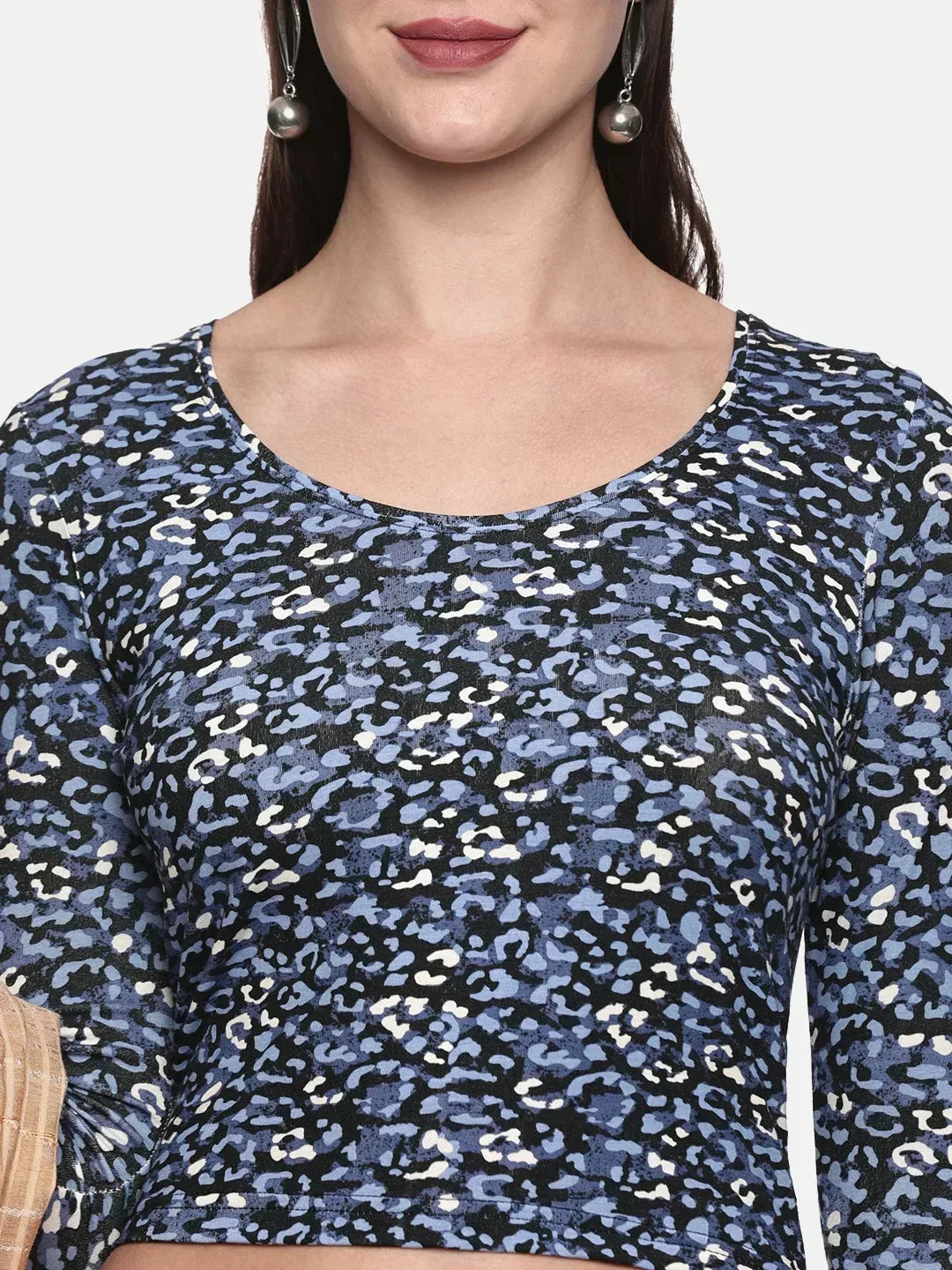 Women Allover Printed Three Fourth Sleeve Cotton Stretchable Blouse UA020 - notyetbyus