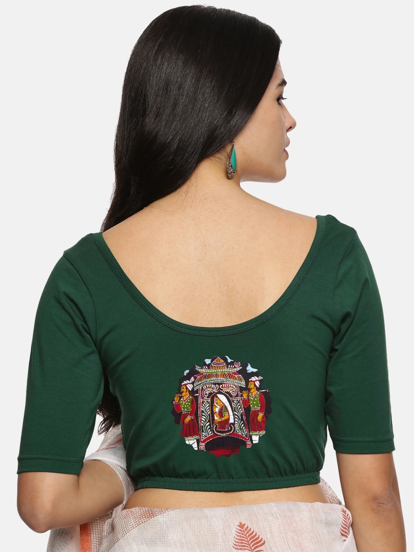 Women Back Printed Stretchable Blouse U0140 - notyetbyus