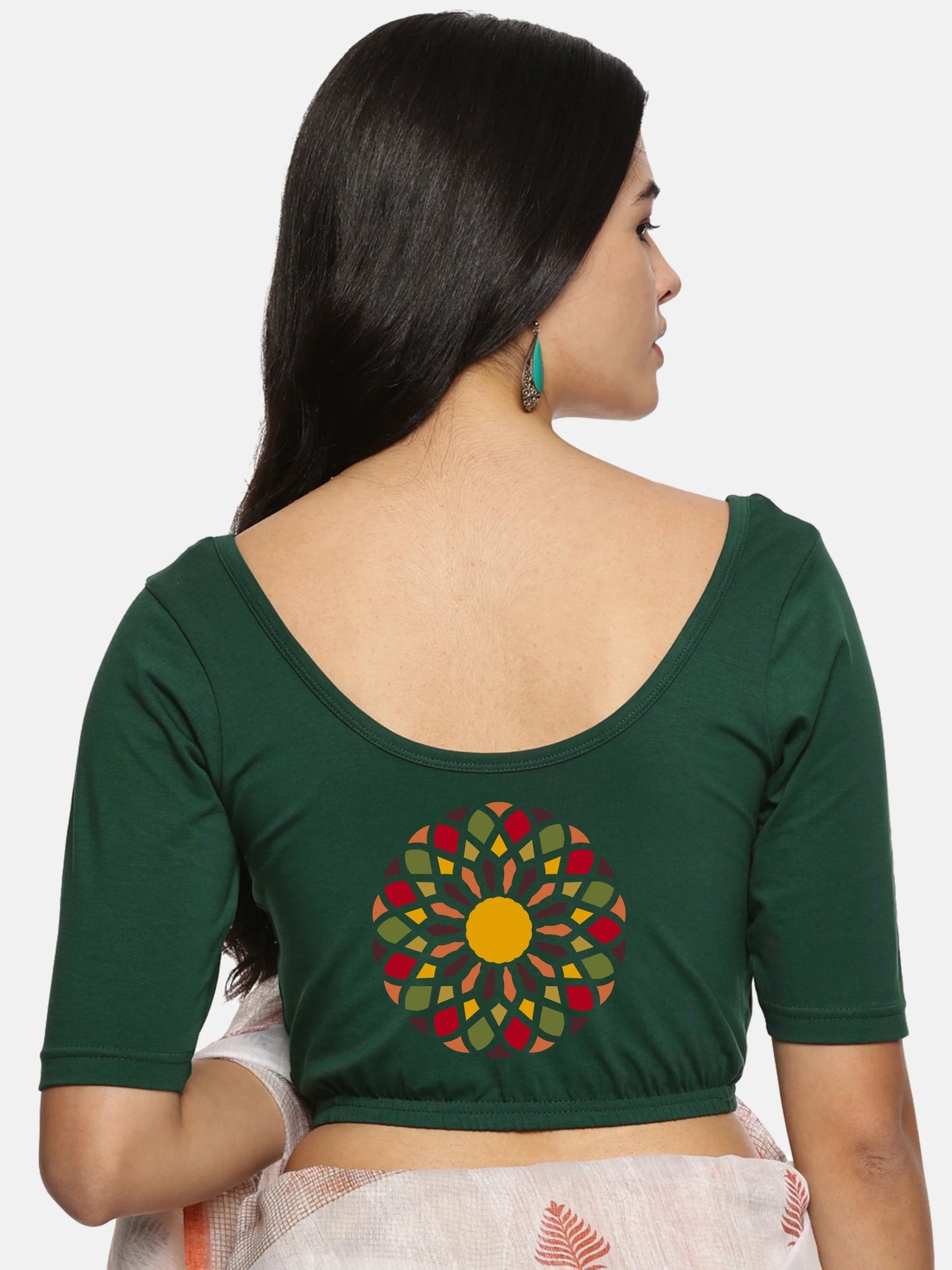 Women Back Printed Stretchable Blouse U0144 - notyetbyus