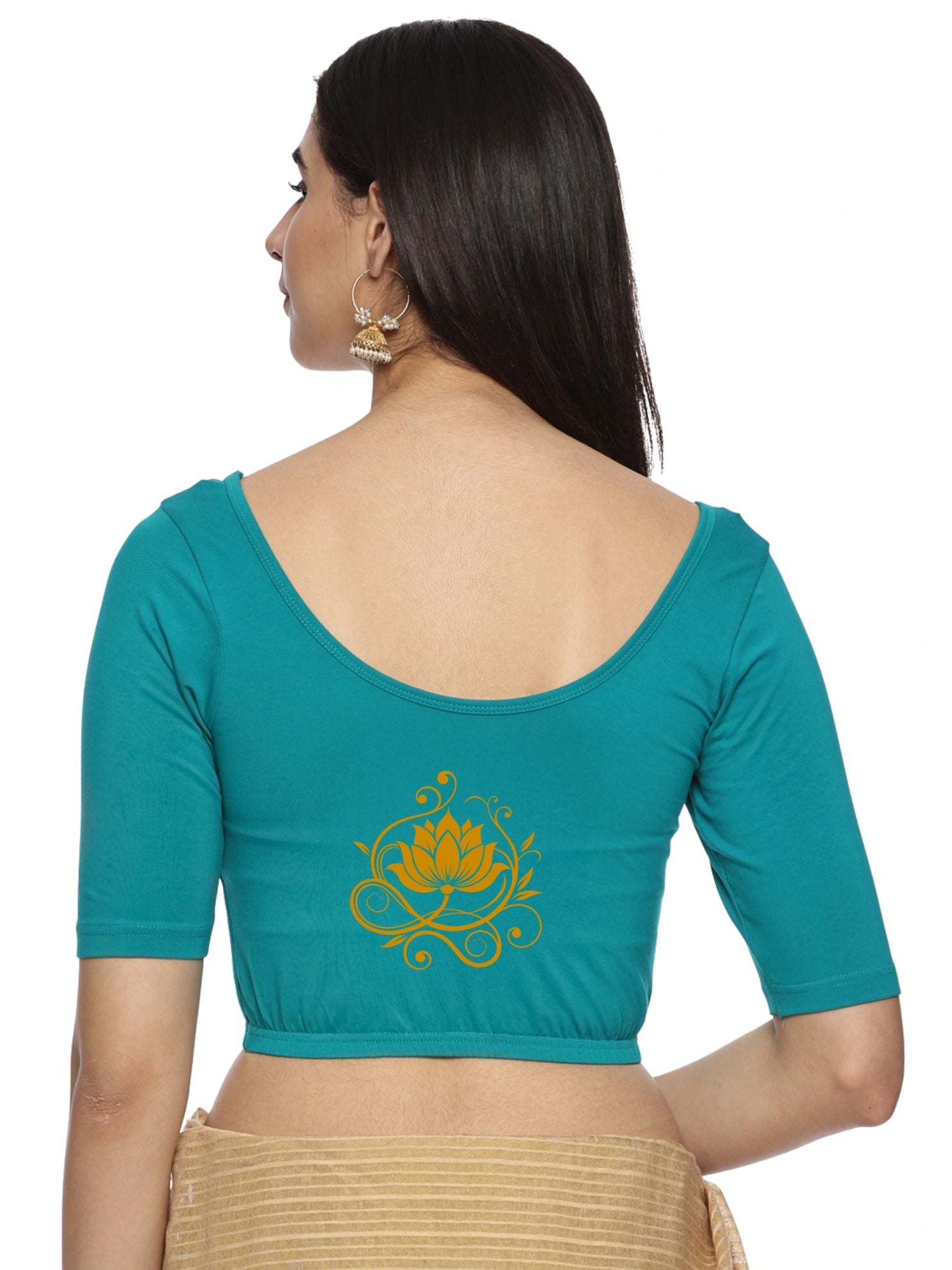 Women Back Printed Stretchable Blouse U0195