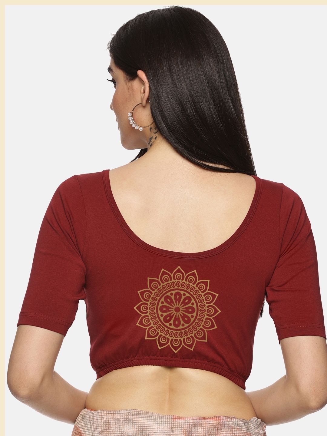 Women Back Printed Stretchable Blouse U018 - notyetbyus