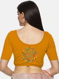 Women Back Printed Stretchable Blouse U011 Mustard