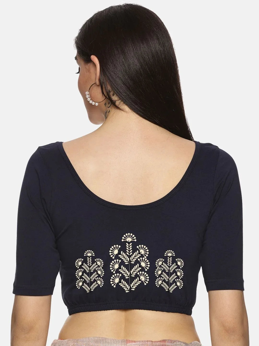 Women Back Printed Stretchable Blouse U019 - notyetbyus