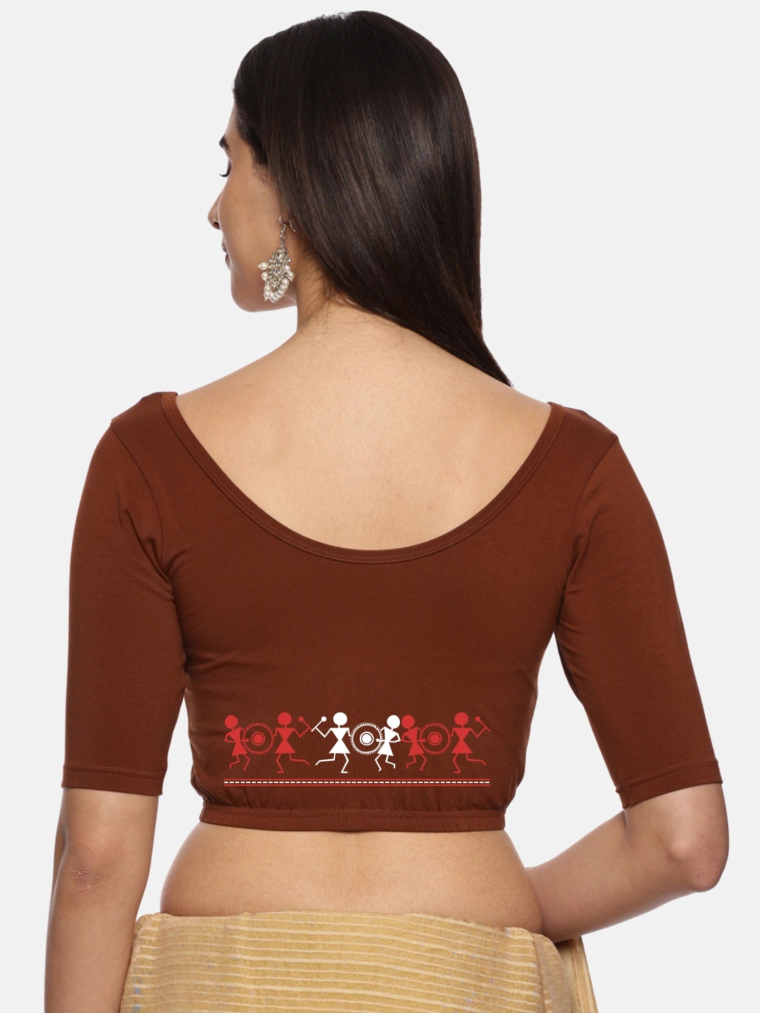 Women Back Printed Stretchable Blouse U028