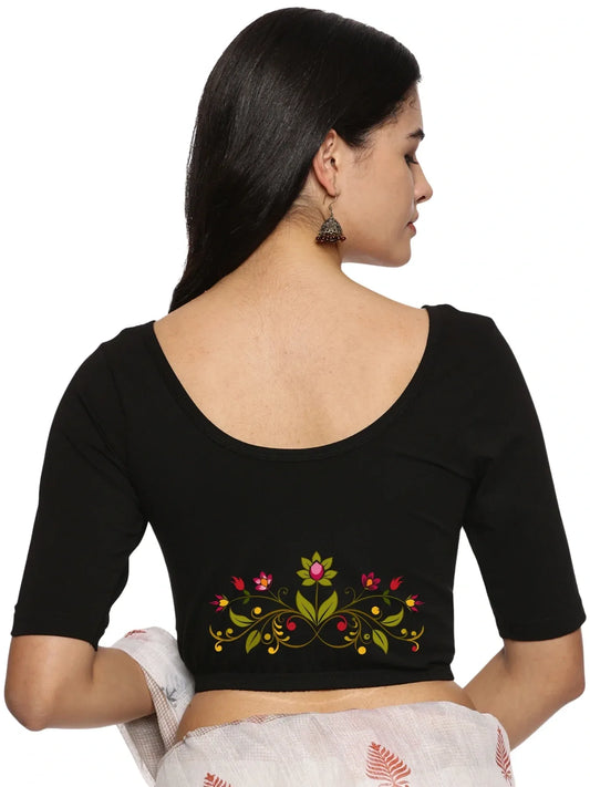 Women Back Printed Stretchable Blouse U0197 - notyetbyus