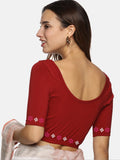 Women Back Printed Stretchable Half Sleeve Blouse U087 Brick Red