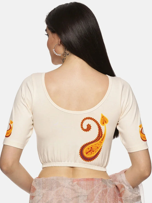 Women Back Printed Stretchable Blouse U0177 - notyetbyus